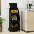 thumbnail image 3 of ARTETHYS  and Onion Storage Bin with Wheels Black Movable Bread Box with Lid Onion Organizer with Grocery Section Decorative Vegetable Organization Cabinet for Kitchen, 3 of 9