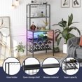 thumbnail image 4 of ZAFLY Wine Storage Rack Table with LED Light|Industrial Wine Bar Cabinet with Glasses Holders|Freestanding Floor Cabinet with Liquor Bottle Holder for Dining Room, Kitchen-Black, 4 of 9
