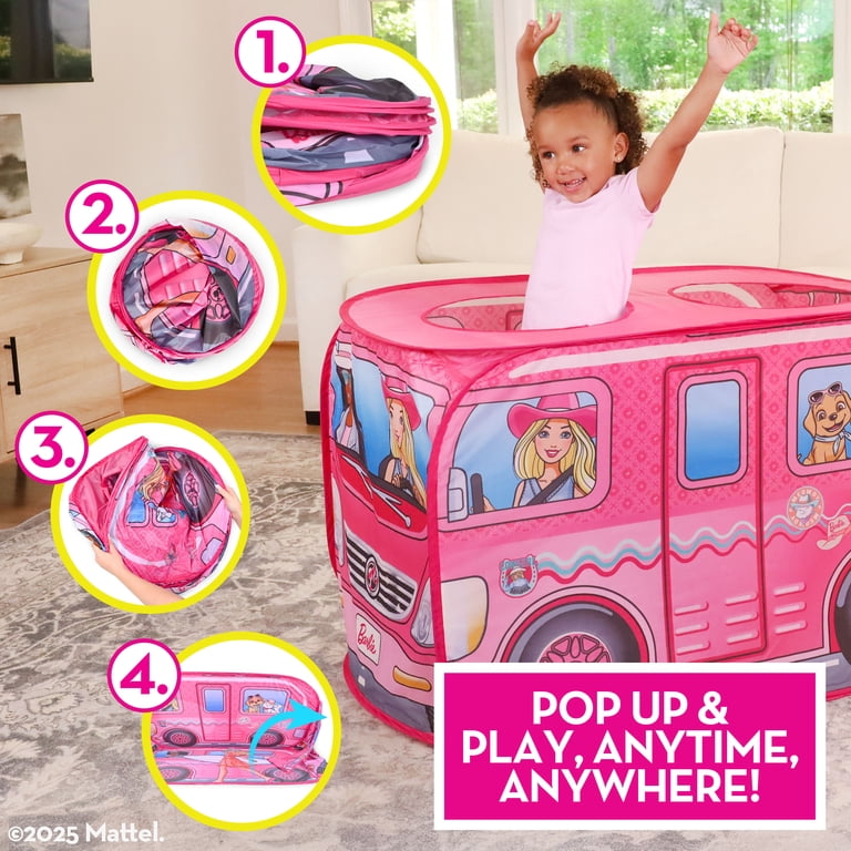 Barbie Cowgirl Camper Pop-Up Play Tent, Pink photo 5