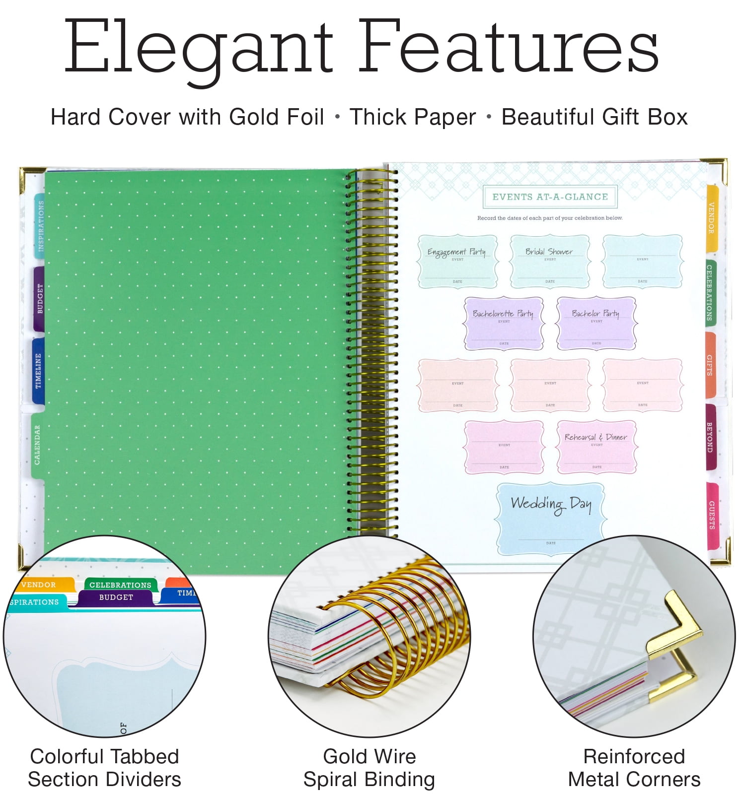 Global Printed Products 9" x 11" Wedding Planner Hardcover White/Gold (GPP-PLNR-GLD)