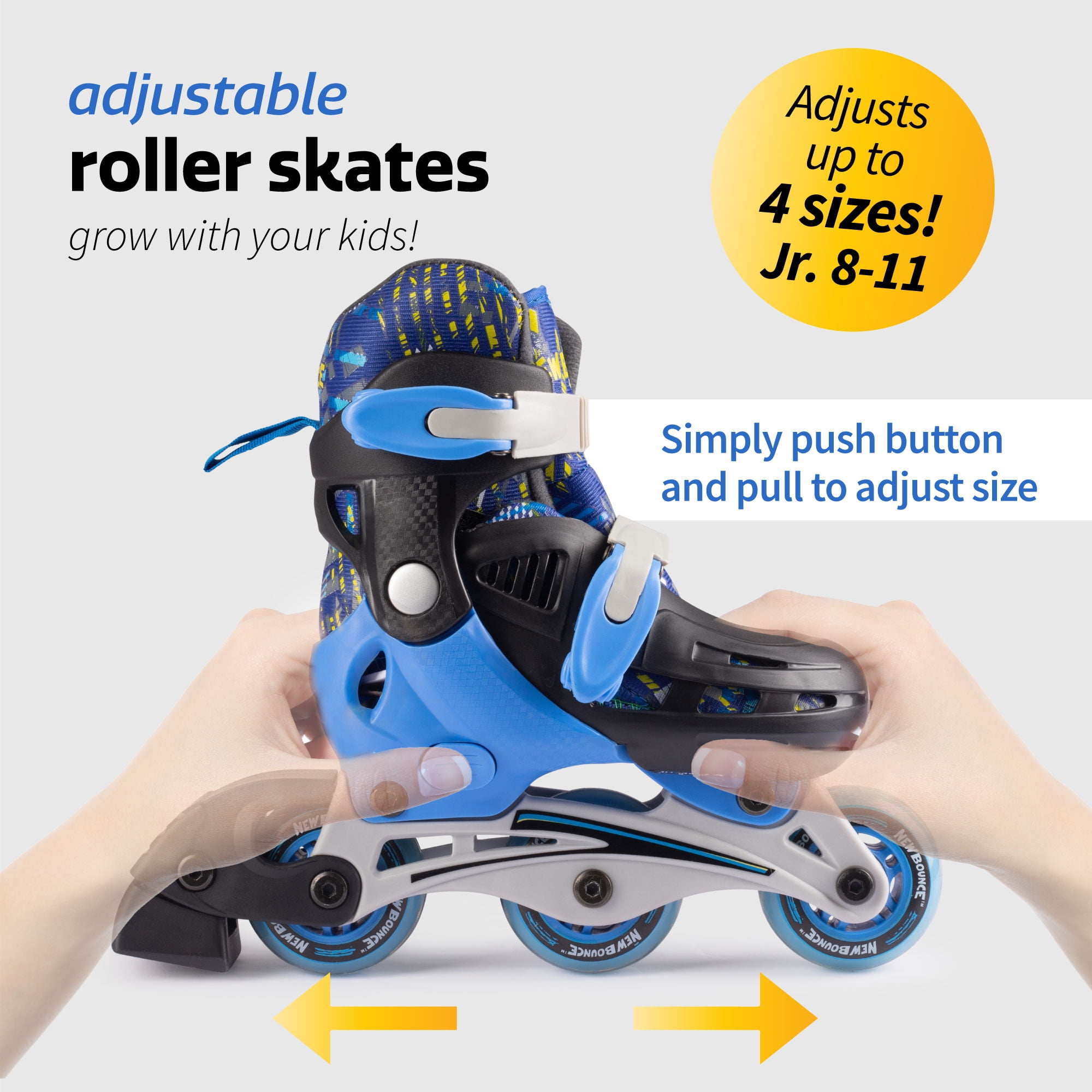 New Bounce Inline Skates for Toddlers – Adjustable Roller Blades for Junior Shoe Size 8-11 – Comfortable and Durable Inline Skates for Kids