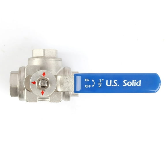 U.S. Solid 3-Way Manual Ball Valve 304 Stainless Steel 1/2 in Female NPT