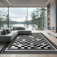 thumbnail image 2 of ODIKA 8'x10' Washable Area Rug Entryway Interlocking Geometric Banded Monochrome Bathroom Front for King Size Bedroom Under Bed, Master Suite, Non-Shedding, Easy Care, 2 of 7