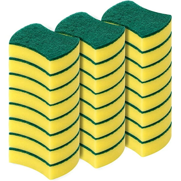 Éponge Tampons à récurer – 5 pcs – Lot de Jaune et vert Couleur – Lavage de  la vaisselle éponges universel éponge Brosse