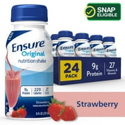 Ensure Original Meal Replacement Nutrition Shake, Strawberry, 8 fl oz, 24 Count
