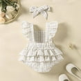 thumbnail image 7 of WUANDIXFA Infant Girl Outfits Newborn Infant Baby Girl Clothes Rompers Summer Romper with Headband Infant Baby Clothes 12-18 Months,White, 7 of 7