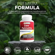 Best Naturals Saw Palmetto 10:1 Extract Prostate Supplements for Men - 120 Capsules - Made with Pygeum Bark 4:1 Extract & Pumpkin Seed Powder