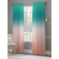 thumbnail image 3 of Teal Pink Ombre Sheer Curtains 96 Inch Length 2 Panels Set, Modern Gradient Abstract Art Voile Window Treatment Semi Sheer Long Curtains Drapes for Bedroom/Living Room/Kitchen 52"x96"x2, 3 of 7