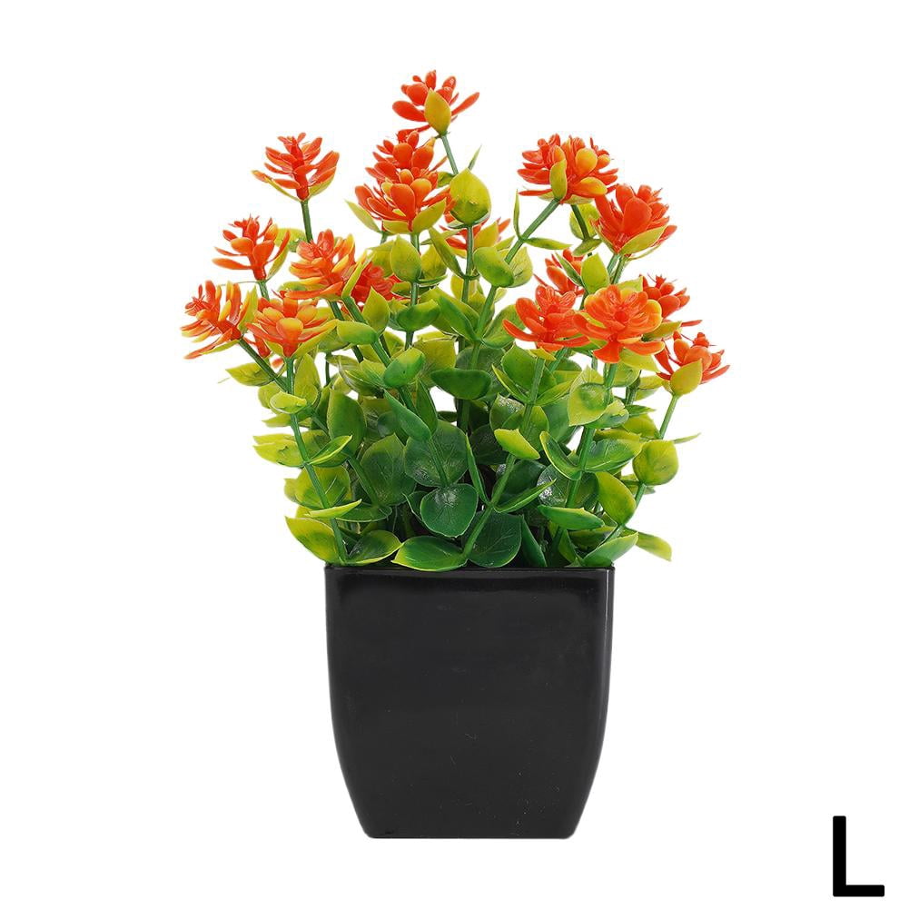 Artificial Flowers Five Leaf Plum Small Potted Plants Can Be Placed Home De R2W3