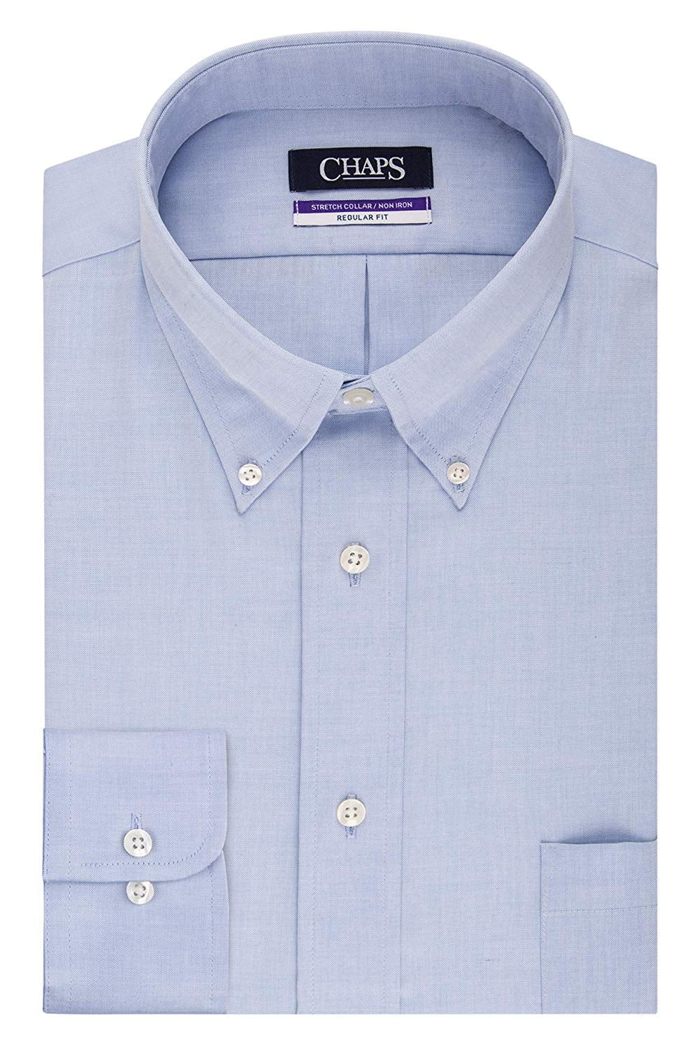 Chaps Men's Dress Shirts Regular Fit Stretch Buttondown Collar Solid