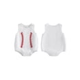 thumbnail image 2 of BemeyourBBs Newborn Baby Boy Baseball Outfits Summer Romper Overalls Clothes Baseball Embroidered Loose Fit Crew Neck Sleeveless Infant Jumpsuit Playsuit, 2 of 9