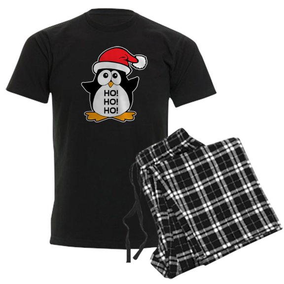 CafePress - Cute Christmas Penguin Ho Ho Ho Men's Dark Pajamas - Men's Dark Loose Fit Cotton Pajama Set