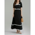 thumbnail image 3 of SUNSIOM Robe Longue d'Été pour Femmes, Col Carré, Manches Courtes Bouffantes, Fluide, Ligne A, 3 of 6