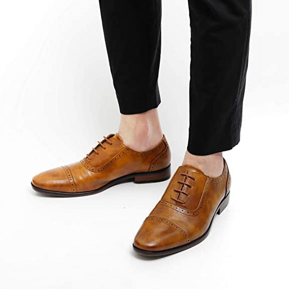 Unknown Wingtip Oxford Dress Shoes Mens 13 Brown Leather Brogue Contrast Laces Mens Oxford Wingtip Lace Oxford Brogue Dress Shoes (14  main image 4