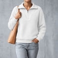 thumbnail image 5 of Byworldtasic Long Sleeve Sweatshirt for Women Half Zip Fuzzy Oversized Pullover Tops Loose Warm Sweatshirts, 5 of 8