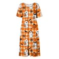 thumbnail image 5 of Halloween Summer Dresses for Women Novelty Cartoon Ghost Medieval Dress Short Sleeve Trendy Loose Fit Flowy Midi Halloween Costumes for Women Yellow XXL, 5 of 7