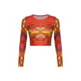 thumbnail image 3 of Qiylii Women Y2K Crop Tops, Printed Long Sleeve Round Neck Pullover T shirt, 3 of 6