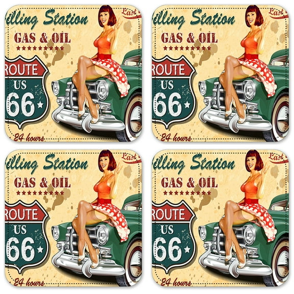 Vinyl Drink Coasters - Set of 4 - Last Chance Filling Station