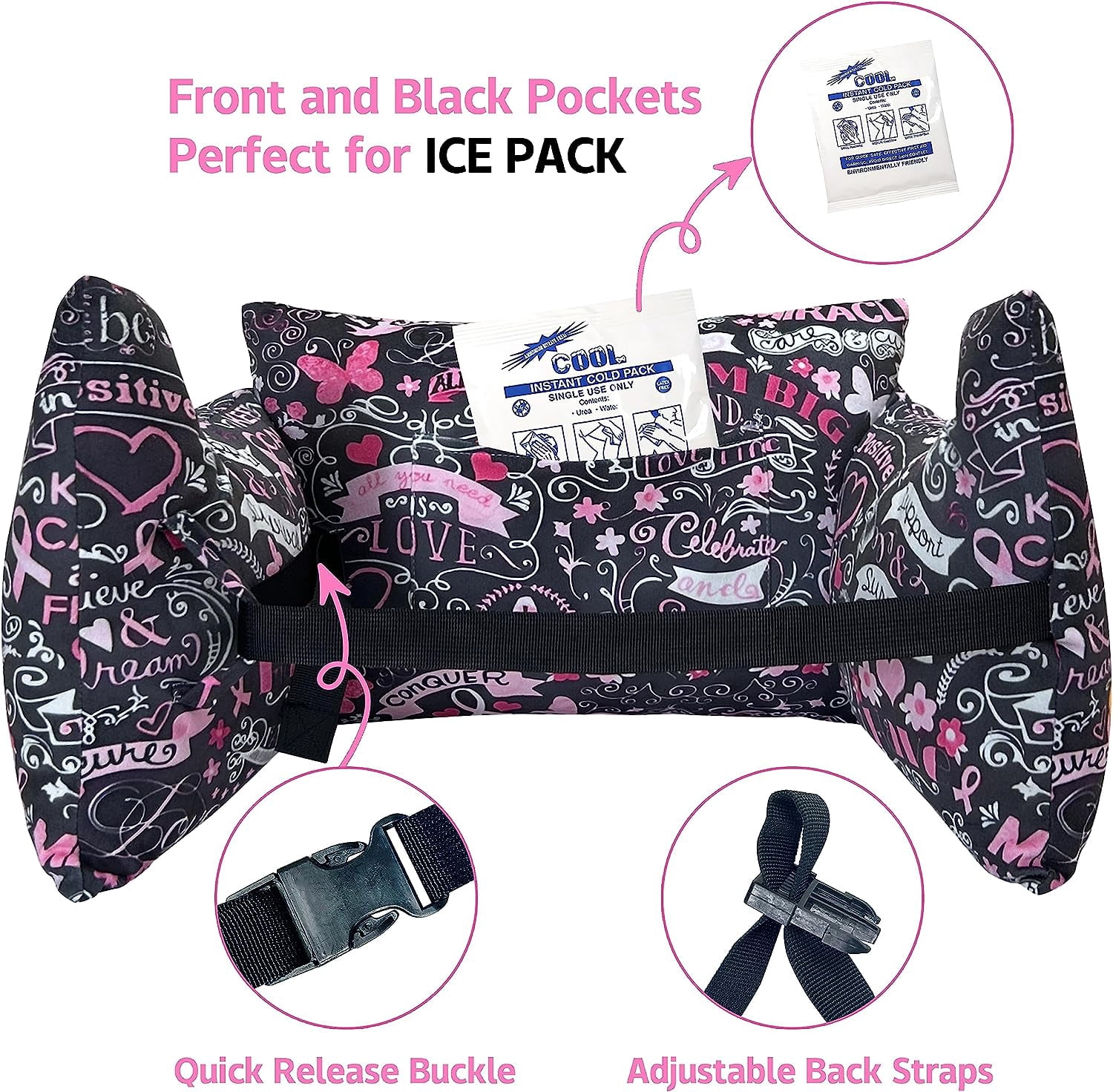 Mastectomy Pillow - Post Surgery Pillow,Breast Pillow with Pocket for Heart Pillow for Recovery Breast Reduction & Aaugmentation Patients Seatbelt Protection-Surgery Pillow Breast Cancer Gift