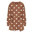 thumbnail image 4 of Fashion Deals 2023 Lindreshi Fall Dresses for Teens with Long Sleeves Women's Winter New Polka Style Dress V-Neck Bubble Sleeve Pleated Dress, 4 of 5