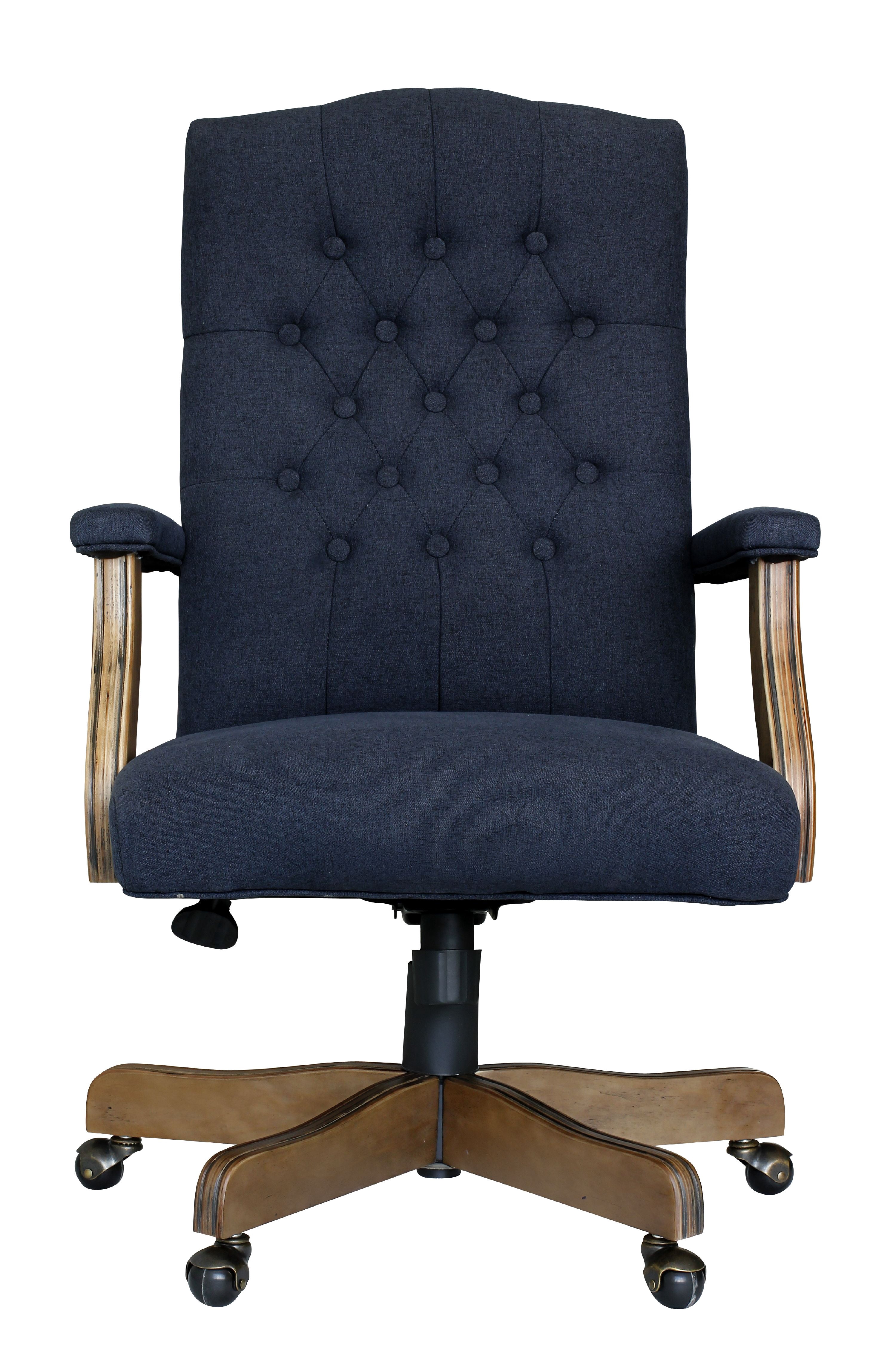 High-Back Traditional Executive Desk Chair, Driftwood, Navy Blue