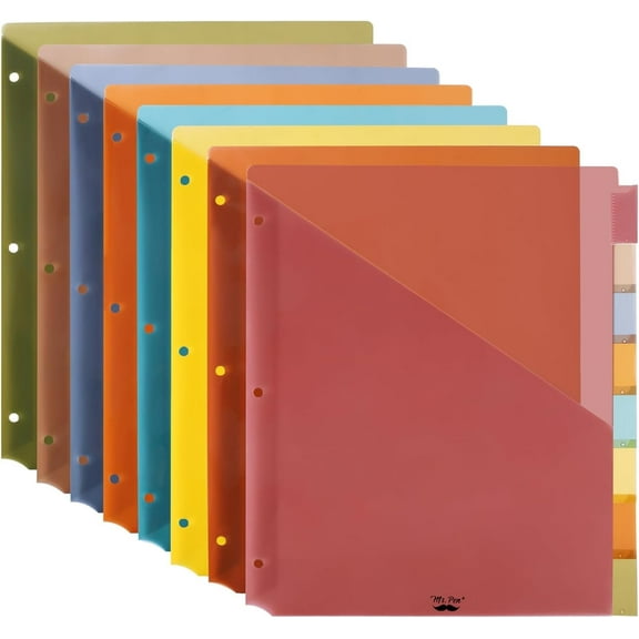 Mr. Pen Binder Dividers with Pockets and Tabs, Vintage Colors, 8 Pack