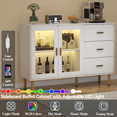 thumbnail image 7 of Wine Bar Cabinet with LED Light, Home Coffee Bar Cabinet with Glass Doors and 3 Drawers, Liquor Cabinet for Dining Room, Living Room, Kitchen (White), 7 of 7