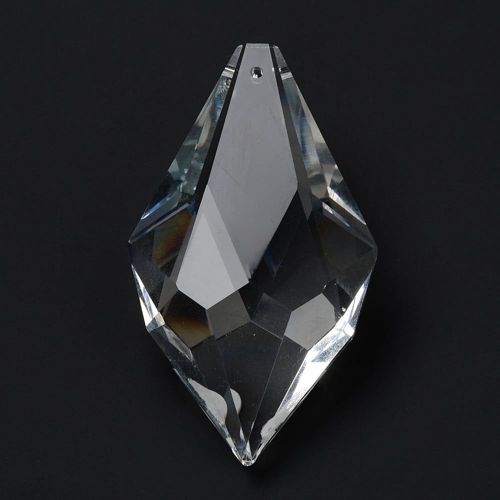 10pcs Transparent Glass Pendants Faceted Rhombus for Chandelier Hanging Pendants Clear 76x43.5x22mm Hole: 2mm