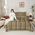 thumbnail image 4 of Feelyou Brown Plaid Full Size Comforter Sets, Stripes Lines Buffalo Bedding Sets, 3pcs, 4 of 8