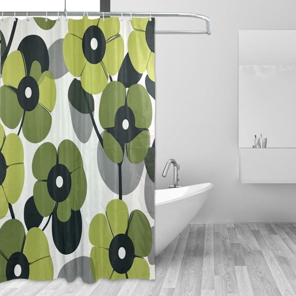 Yayeee Shower Curtain with Hooks 72"x72" Waterproof Fabric Bathroom Hanging Decor, Gray Floral