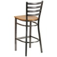 thumbnail image 5 of Flash Furniture 2 Pack HERCULES Series Silver Antique Finish with Clear Coat Ladder Back Metal Restaurant Barstool - Natural Wood Seat, 5 of 8