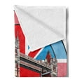 thumbnail image 2 of London Soft Flannel Fleece Throw Blanket, British Flag Metropol City of London Thames River Memorabilia English Bus, Cozy Plush for Indoor and Outdoor Use, 70" x 90", Multicolor, by Ambesonne, 2 of 5