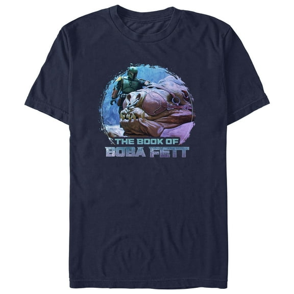 Men's Star Wars: The Book of Boba Fett Rancor and Boba Graphic Tee Navy Blue Small