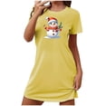 thumbnail image 2 of Fazvaoo Womens Nightgowns Short Sleeve Short Nightgowns Christmas Print Sleepwear(Yellow,Size S-XXL), 2 of 3