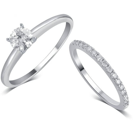 3/4 cttw 14K White Gold IGL Certified Diamond Bridal Set.