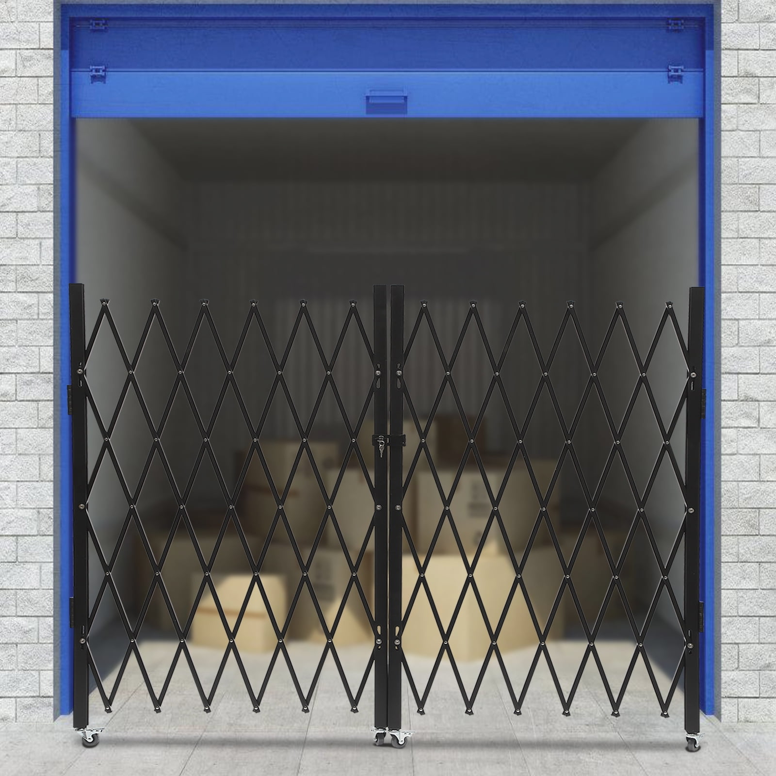 Wildnix Double Folding Security Gate with Expandable Design, Lock, &nbsp; Wheels, and Stainless Steel Rivets for High Traffic Areas