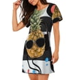 thumbnail image 2 of Fotbe Pineapple With Black Glasses Bata de Dormir para Mujer con Estampado, Camisón de Algodón de Manga Corta, Ropa de Dormir Casual, 2 of 6