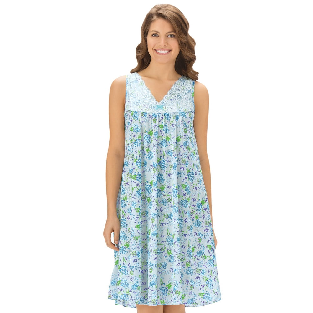 Collections Etc. - Floral Printed Tricot Nightgown - Walmart.com ...
