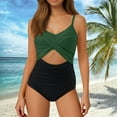 thumbnail image 3 of RUTAYY Women's One Piece Swimsuits High Waisted Wrap Tie Back Solid Color Surfing Swimwear, 3 of 5