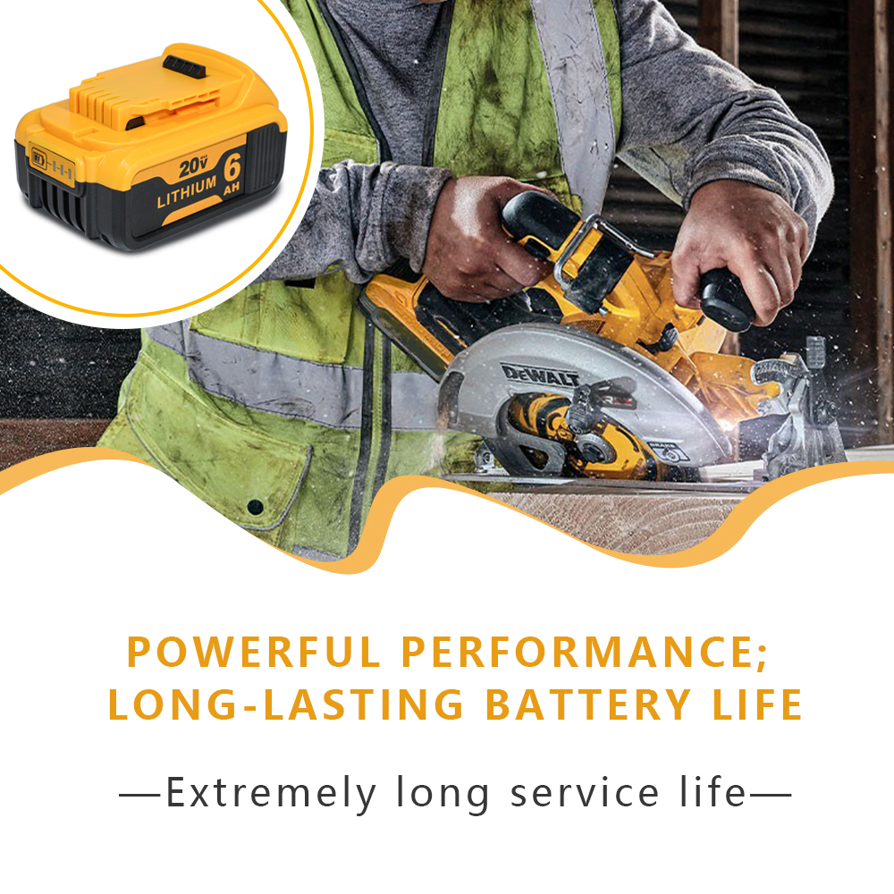 AERDU 20V MAX 6.0Ah Lithium-Ion Battery Replacement for Dewalt DCB200, DCB204, DCB206, 4-Pack