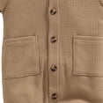 thumbnail image 5 of Busydd Baby Romper Fashion Ribbed Solid Color Short Sleeve Girls Rompers Casual Summer Lapel Button Pockets Boys Clothes 0-3 Months, 5 of 7