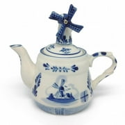 Delft Blue Tea Pot with Windmill Lid