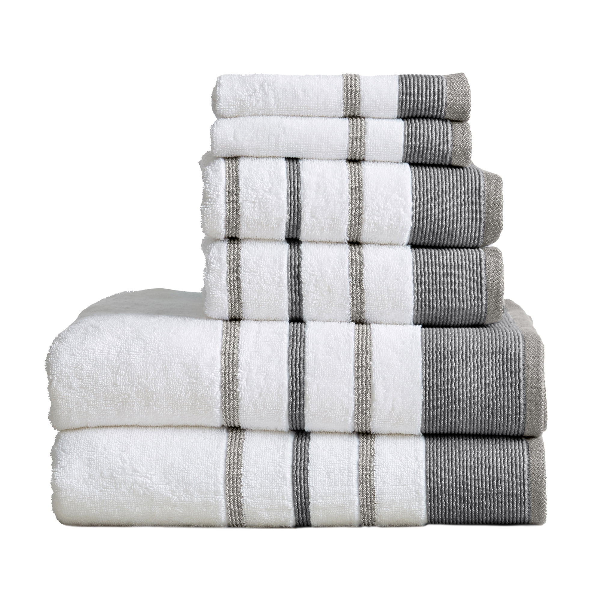 Solid #35 Dark Grey / Straight White Towels