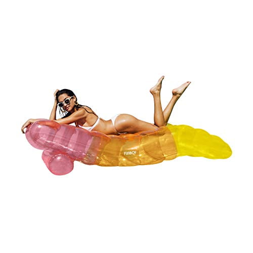 FUNBOY Giant Inflatable Luxury Clear Rainbow Chaise Lounger, Chair Pool Float for Adults, Perfect for a Summer Pool Party