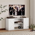 thumbnail image 6 of Metal Farmhouse TV Stand for 65 Inch TV, Entertainment Center with Storage Cabinets and 2 Barn Doors, Media TV Console Table for Living room, 6 of 7