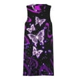 thumbnail image 3 of Glowing Butterfly Purple Background Spring Summer Dresses for Women Fashion T-shirt Dress Casual Sleeveless Loose Sundress with Pockets, 3 of 5