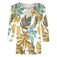 thumbnail image 6 of JTZGDY Plus Size Womens 3/4 Tunic Tops for Leggings Loose Fit Casual Tropical Floral Printed Beach Vacation Tees Shirt Trendy Oversize Crewneck Graphic Tshirt Blouse Gold XXL, 6 of 6
