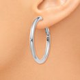 thumbnail image 3 of 14k White Gold 3x30mm Round Omega Back Hoop Earrings, 3 of 8