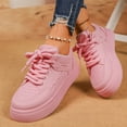 thumbnail image 2 of Platform Fashion Sneakers for Women 2025 Casual Leather Lace up Chunky Walking Flats Spring Fall Shoes, 2 of 7