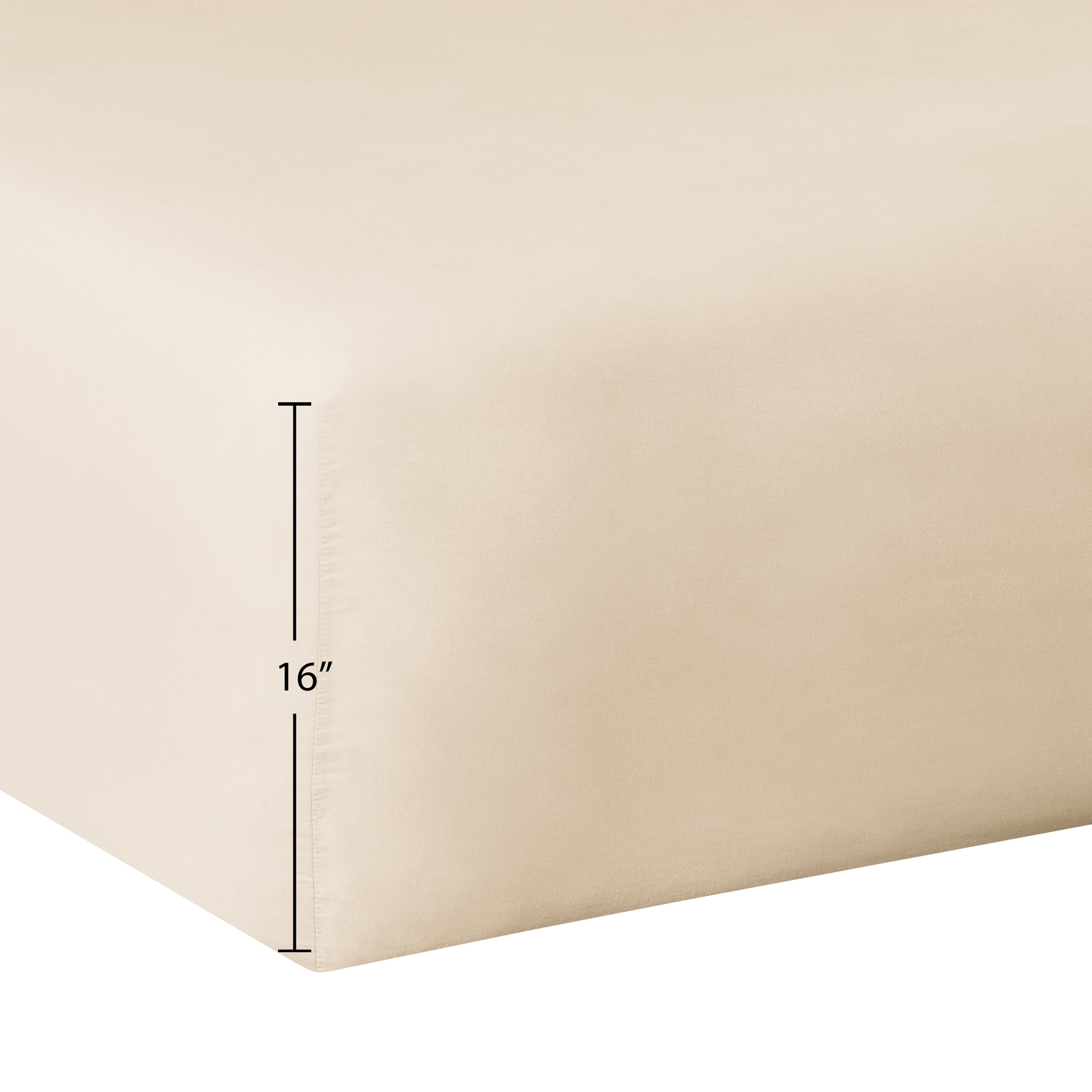 Mainstays 300 Thread Count Easy Care Beige Cotton Blend Percale Fitted Bed Sheet, Twin